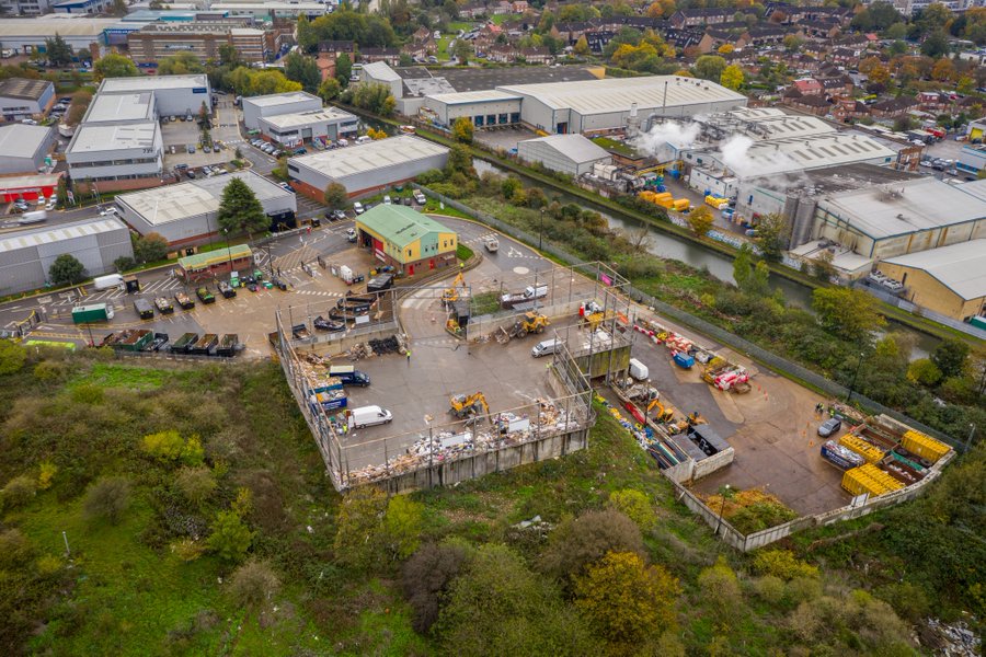 Aerial view of Abbey Road Recycling Centre