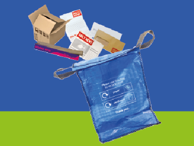 Example of the blue recycling sack