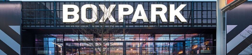 Front of Boxpark in Wembley Park