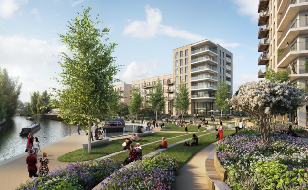 Artists impression of the Grand union canel development