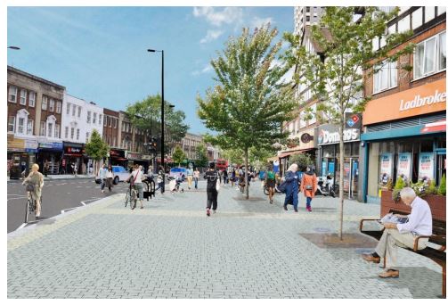 Graphic image of improvements on Wembley high road