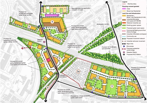 Illustrative sketch showing masterplan capacity sketch for optimised co-location option 3