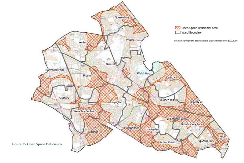 Map of access to green spaces