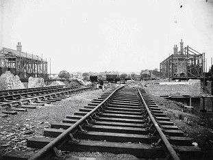 The construction of Sudbury and Harrow Road station on the Great Central Railway, probably early 1906