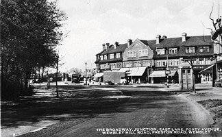 This shopping parade at the junction of East Lane and Preston Road was built between 1926 and 1929