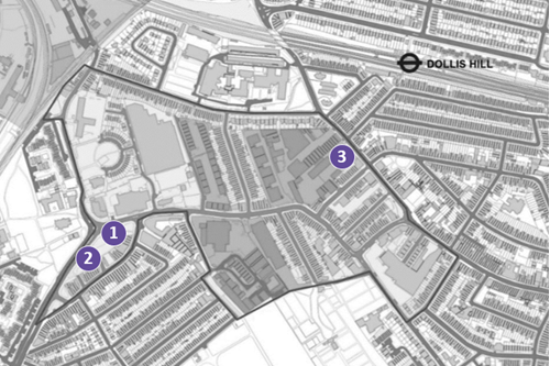 Map of each development in Church End