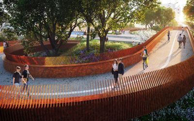 CGI image of new pedestrian and cycle bridge at Alperton