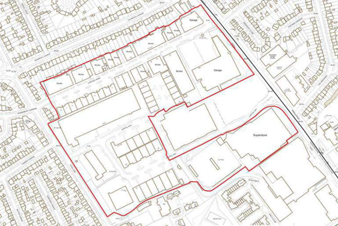 Capitol way boundary highlighted in red