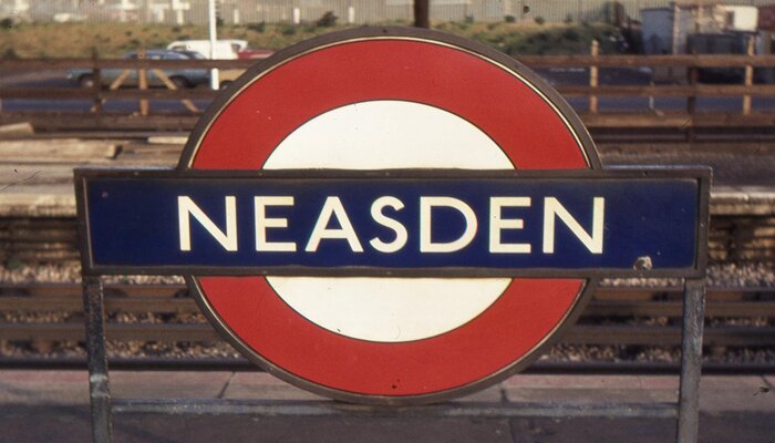 Neasden tube station sign