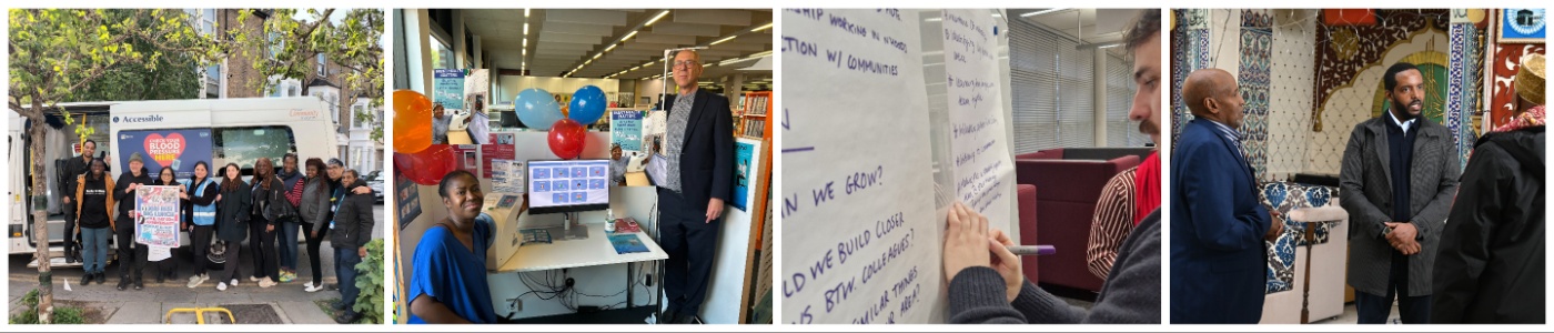 Four photos each with different representations of Brent's community, residents and staff