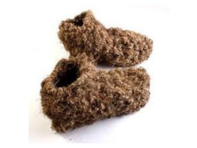 tiny boots woven from grasses