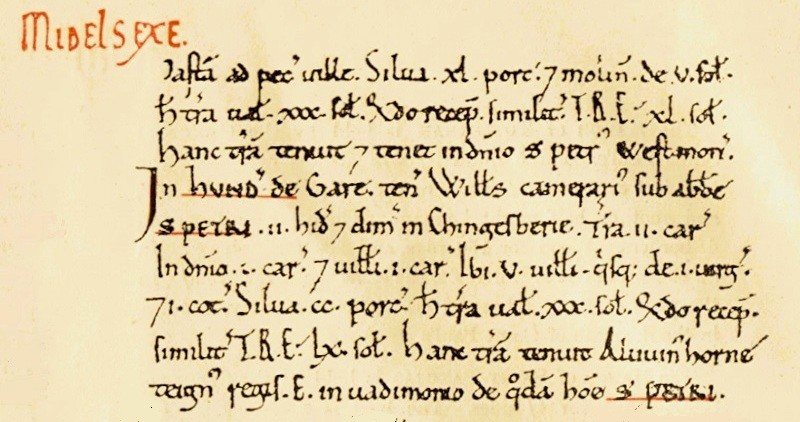Image of Kingsbury Domesday book extract