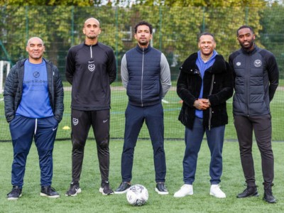 Mark Stein (left) and Richard Langley (centre) with other former QPR Footballers