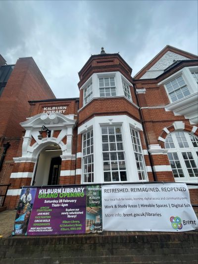 Image of the front of the new refurbished Kilburn library
