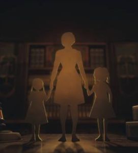 Picture of an outline of a woman with two girls on each side