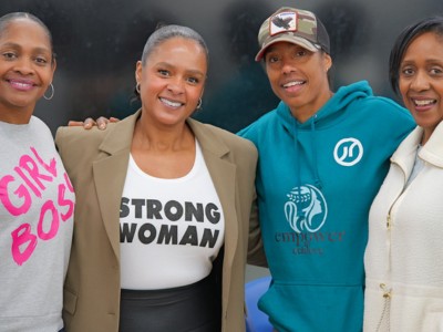 Yamilé Aldama (second from right) & Connie Henry, MBE (far right)