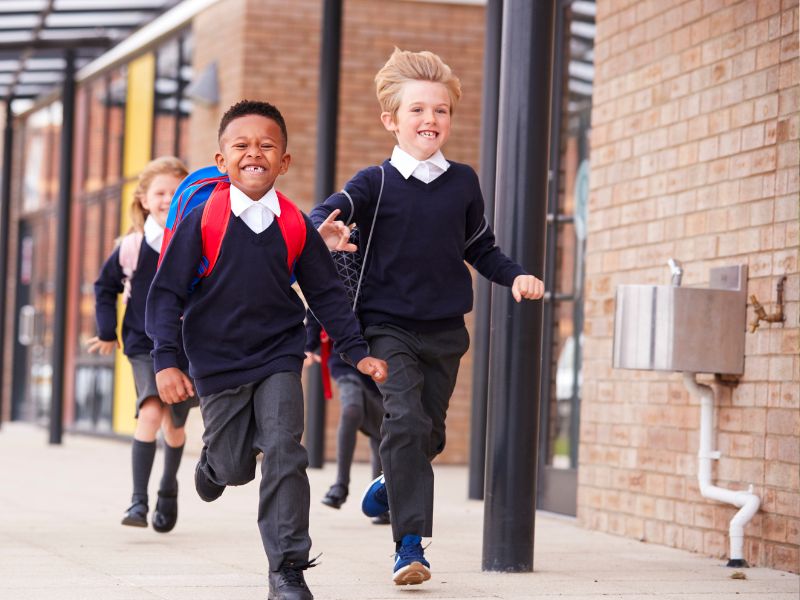Primary school children running