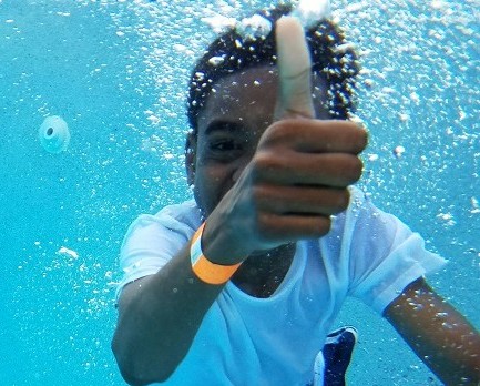 Child in swimming pool