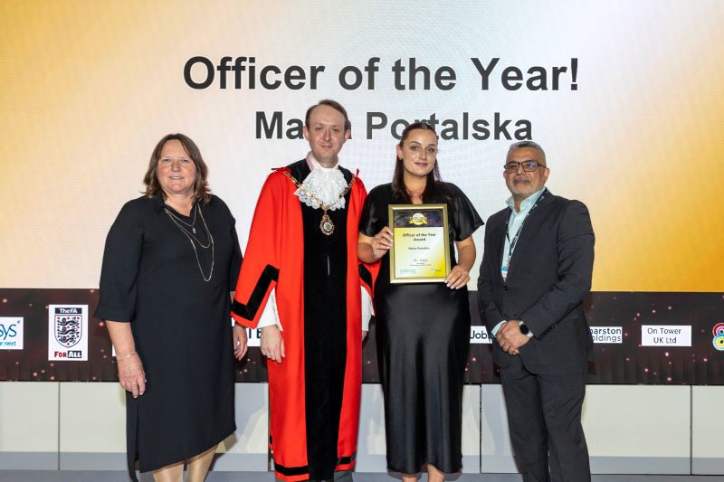 Leader of Brent Council, Mayor and CEO stood beside winner of officer of year award