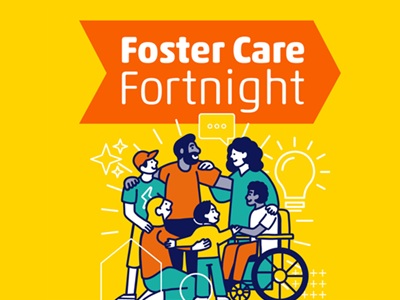 foster parents and children hugging eachother, foster care fortnight 