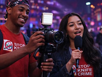 image of two young people during knife crime prevention event