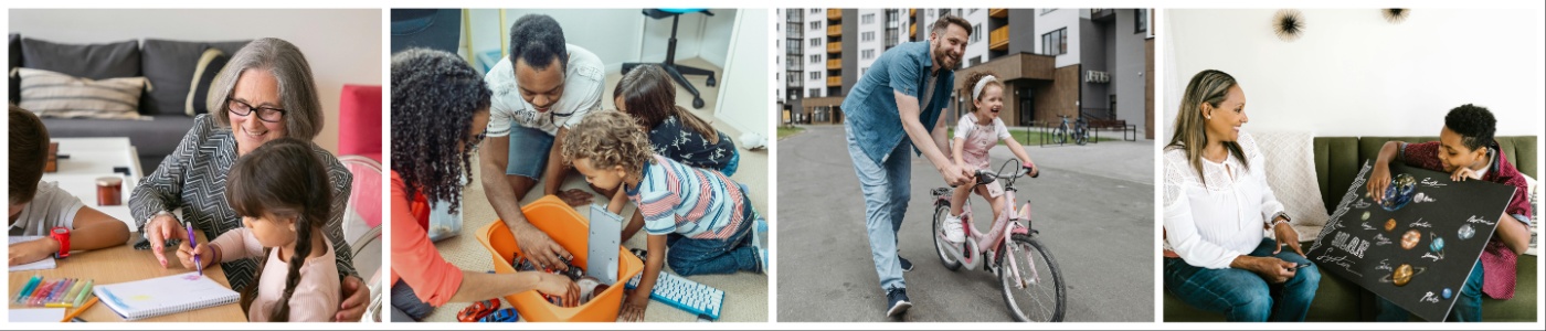 Collage of images with carer and children