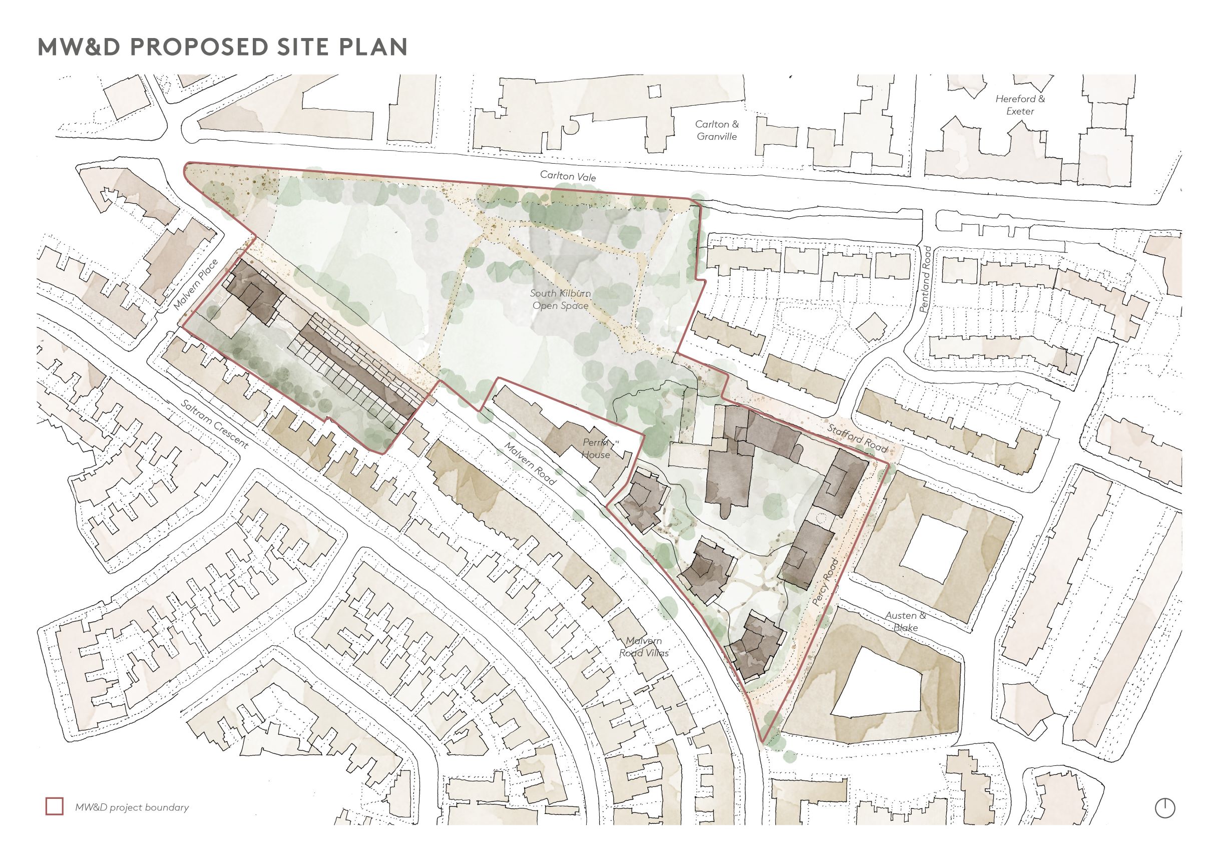 Masefield House, Wordsworth House, Dickens House proposed site plan