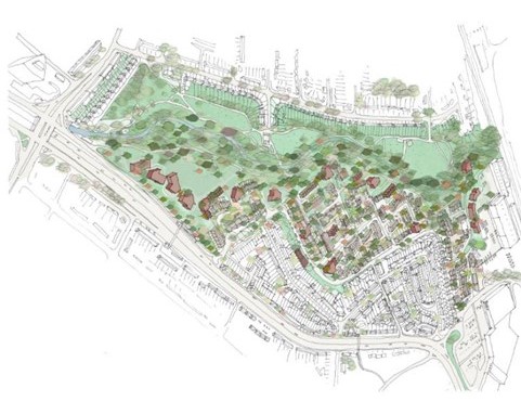 A map showing the proposed development plans for St Raphael's estate